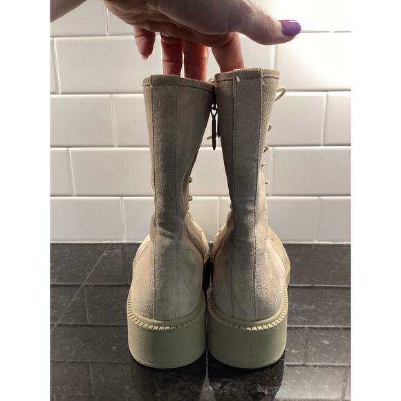 Vince Kady Women's Suede Lace Up Mid Combat Boots Comfort Bohemian Tan Size 8.5M - Picture 5 of 9